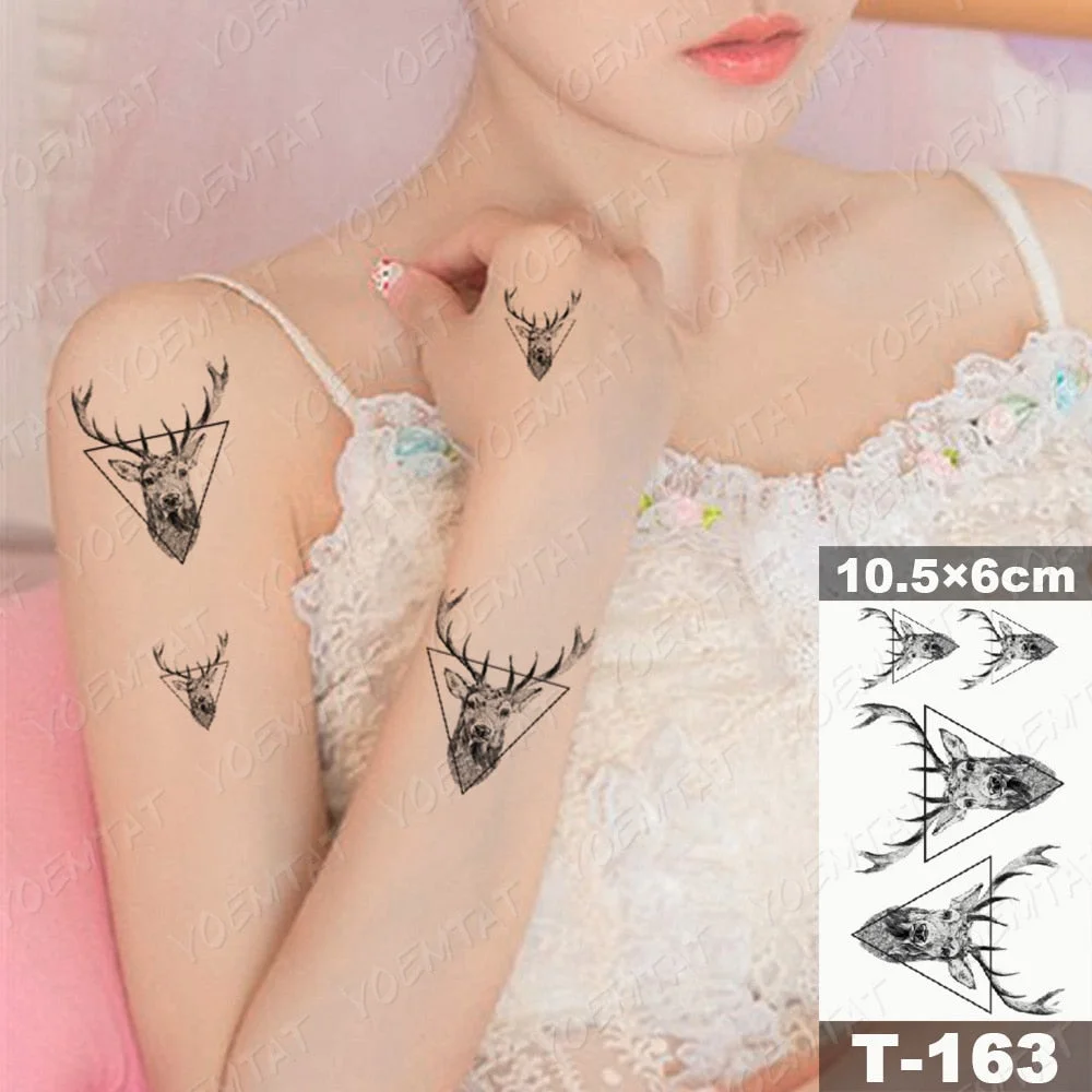 Waterproof Temporary Tattoo Sticker Moth Butterfly Wolf Snake Deer Panda Animal Flash Tatto Women Men Kids Body Art Fake Tattoos