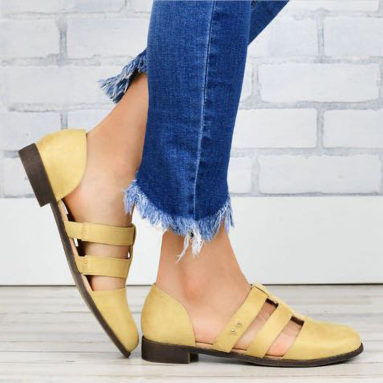 Women's closed toe cutout flat slide sandals rome gladiator sandals