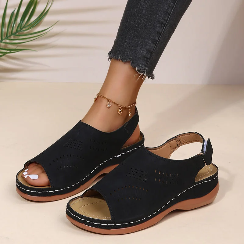 2022 Summer Women Platform Rome Sandals PU Leather Wedges Beach Sandalias Woman Open Toe Solid Casual Shoes Plus Size 43
