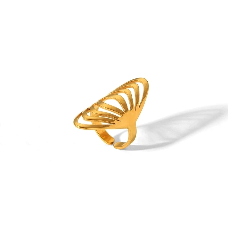 Vacation Minimalist Solid Color 304 Stainless Steel 18K Gold Plated Open Rings