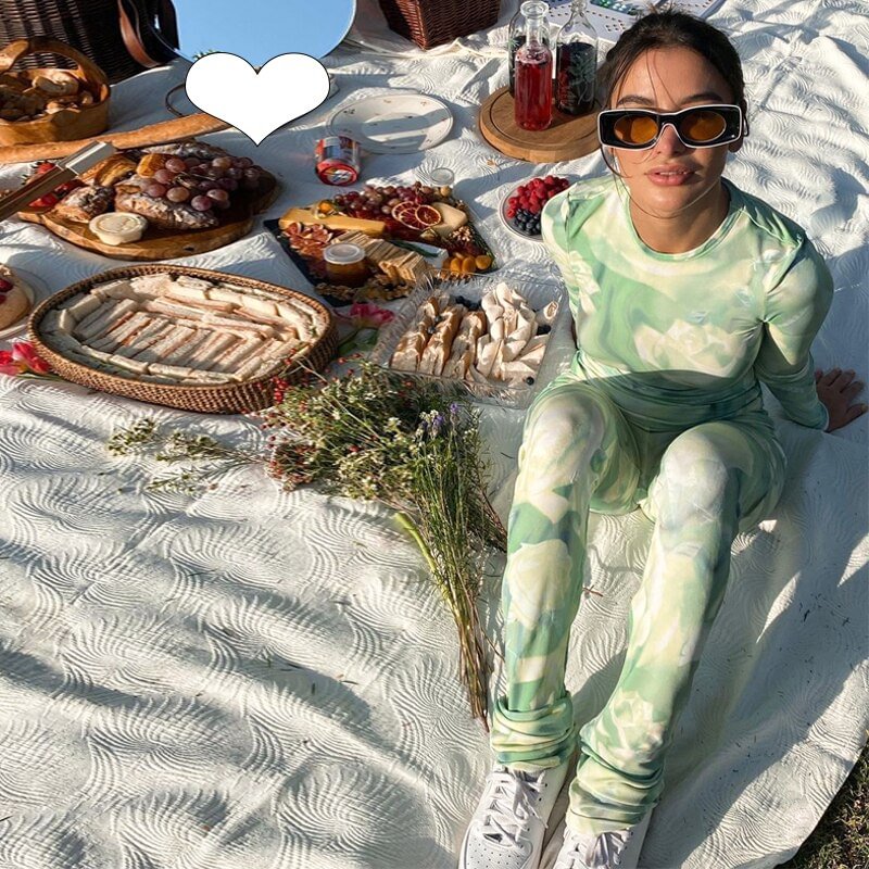 Hawthaw Women Autumn Winter Long Sleeve Printed Slim Skinny Female Tops Long Pants Two Piece Sets 2020 Fall Clothes Streetswear