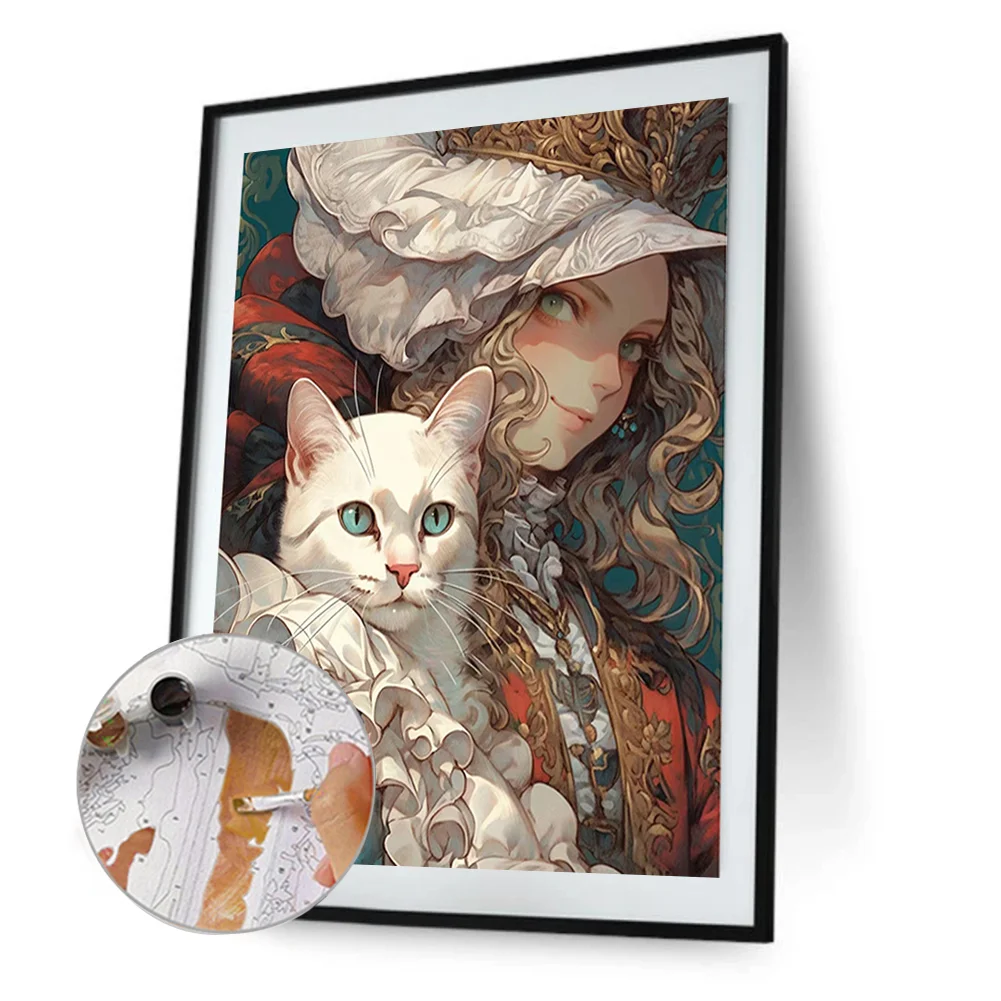 DIY Paint By Number 40*50cm - Noble Girl Holding A Cat