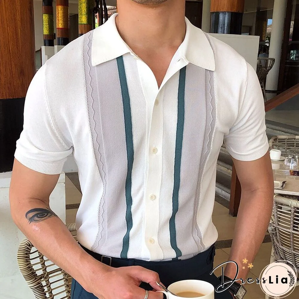 Gentleman Single-Breasted Polo Shirt