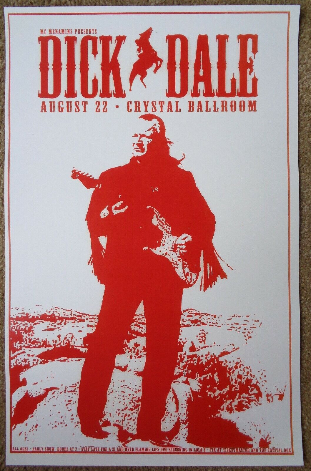 DICK DALE 2005 Gig POSTER Surf Guitar Portland Oregon Concert