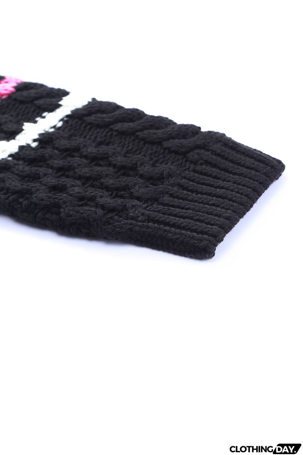 Striped Color Block Textured Knit Pullover Sweater