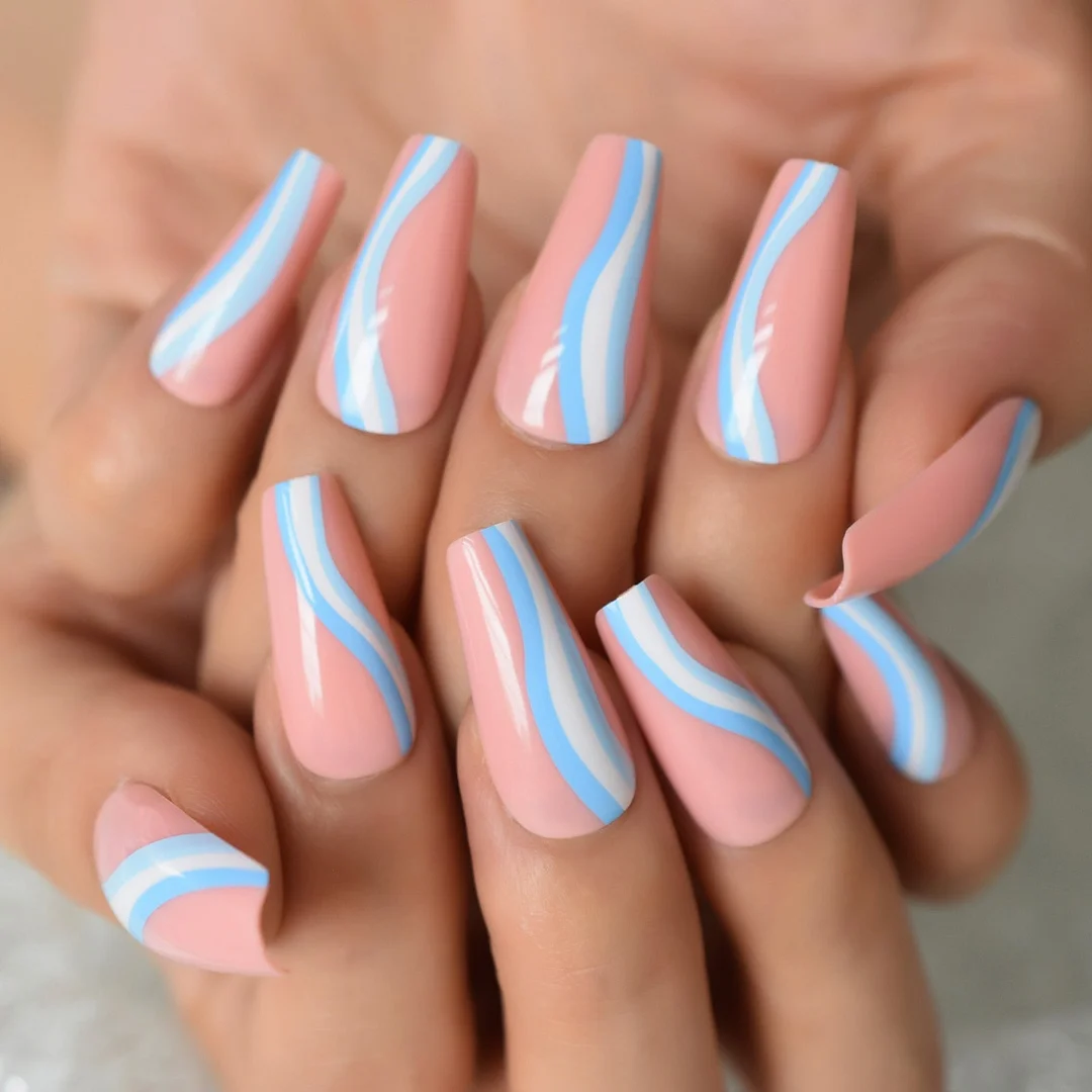 Clear Matte Base Press On Nail Gorgeous Gold Fire Flame Pattern Fashion Ballerina False Nails Extra Long 24-Nail Inspo