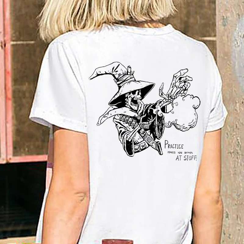 Practice Makes You Better At Stuff Skeleton Printed Classic T-shirt - Krazyskull
