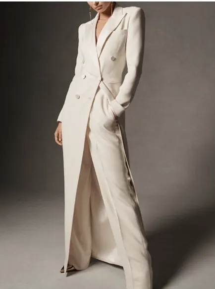 Double breasted long sleeved suit for office and commuting, elegant and stylish