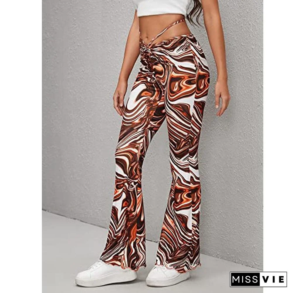 Sexy High Waist Printed Strappy Pants