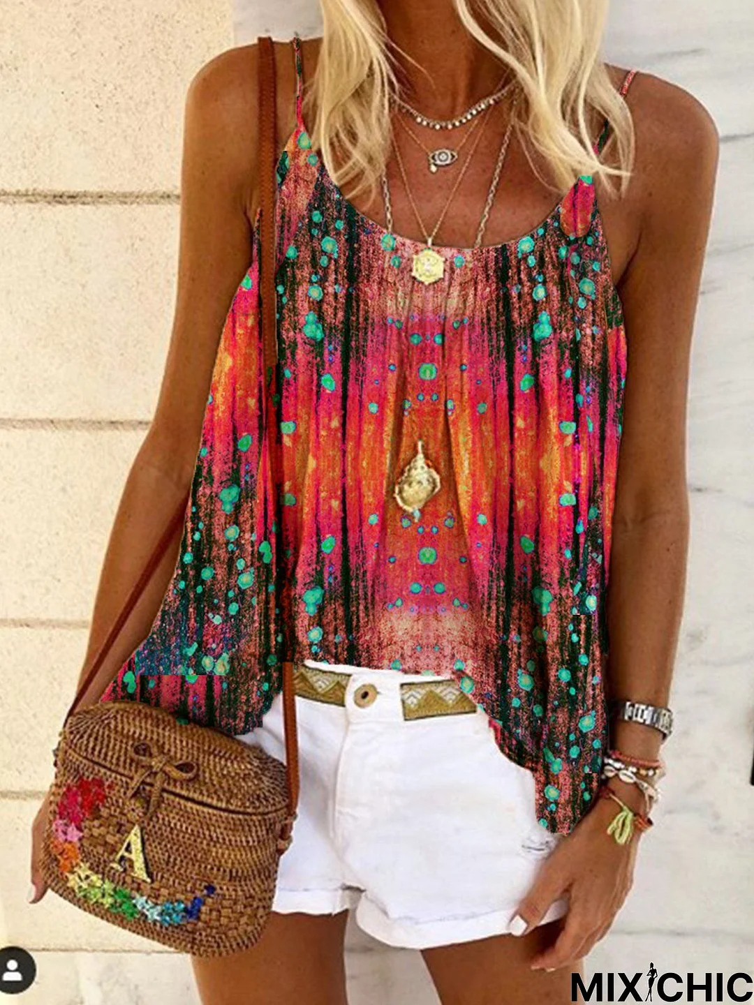 Boho Loose Cotton Spaghetti Tanks & Camis