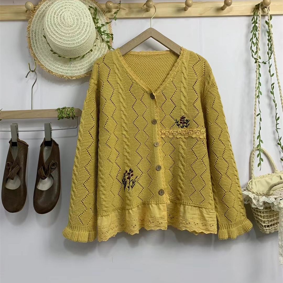 Chicfifth Sweater Women Winter Long Sleeve High Quality Autumn Vintage Top Knitted Cardigan