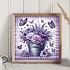 Purple Flower Butterfly-Full Round Diamond Painting 30*30CM
