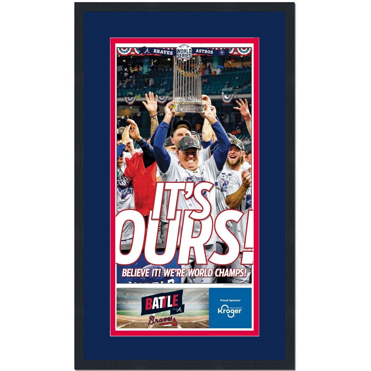 Framed The Atlanta Journal-Constitution Braves 2021 World Series Newspaper 17x27