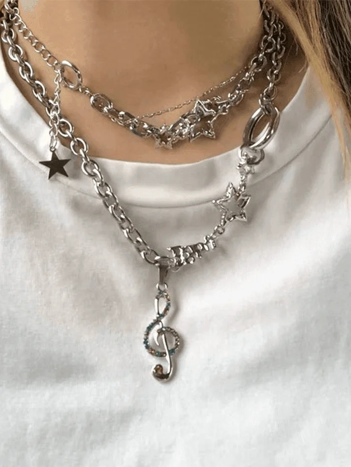 Brownm Rhinestone Decor Charm Necklace