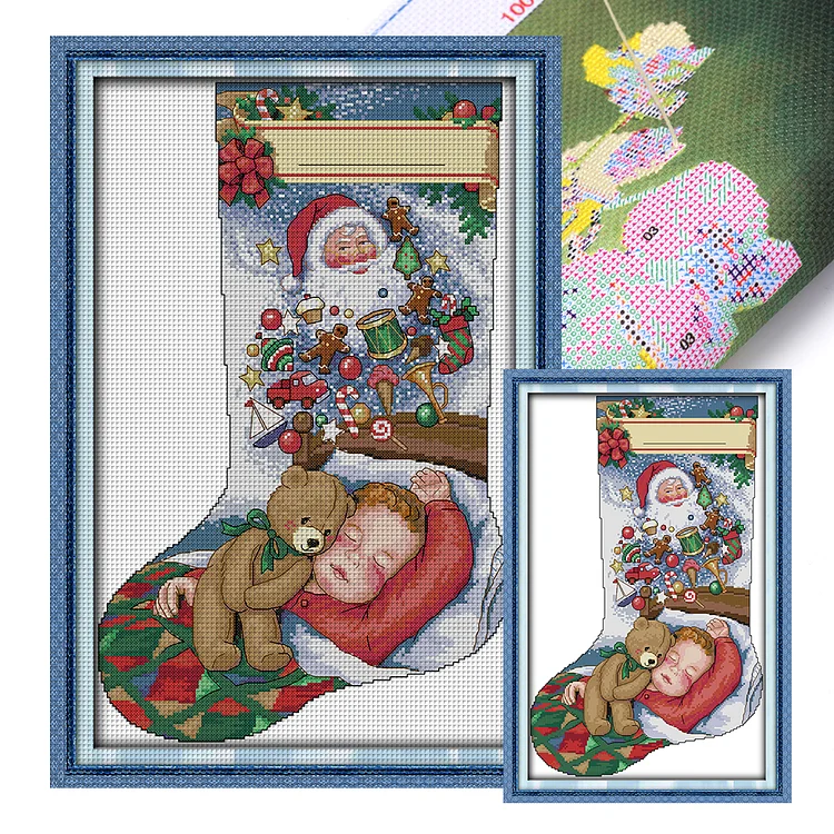 Christmas Stocking Series Stamped Cross Stitch Kit Cartoon Pattern