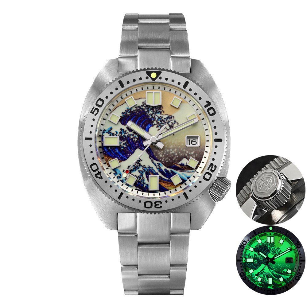 San Martin 6105 Turtle NH35 MOP Men Diver Watch SN0068-G V2 San Martin Watch San Martin Watch
