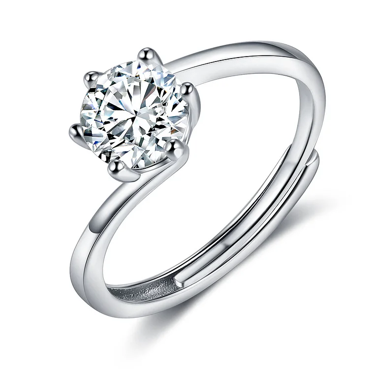 Moissanite Round Dainty Solitaire Engagement Rings