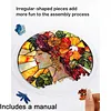(25cm)DIY Acrylic Jigsaw Puzzle Window Hanging with Hanging Chain DIY Stained Glass Decoration Round Window Puzzle Decor for DIY Craft Project (Stained Glass Floral Lady)