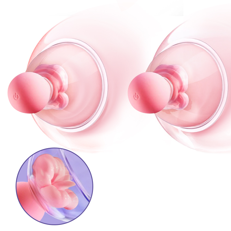 Rose Kiss Nipple Clamps Tongue Licking Breast Vibrators - Rose Toy