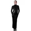 High Quality Sissy Hobble Dress Wetlook PU Leather Bodycon Maxi Dress with Gloves Man Male Sissy Pencil Dress Club Party Dress