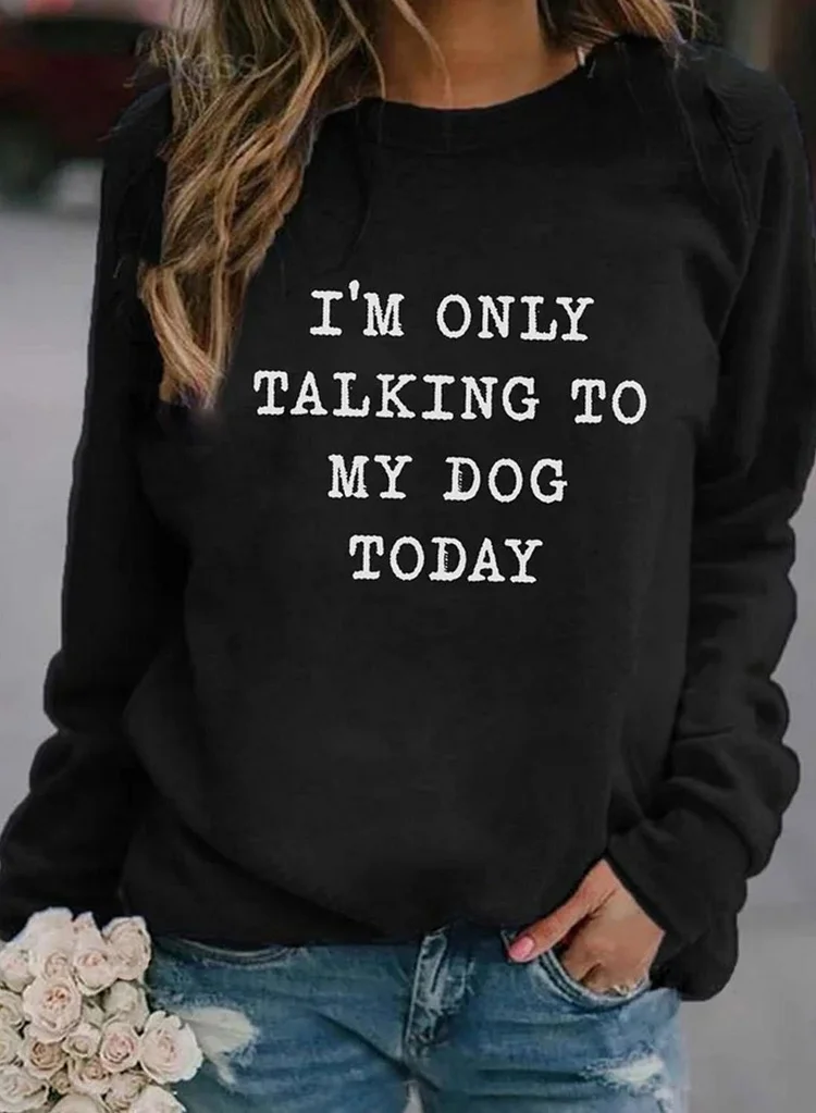 Women's Sweatshirts Round Neck Long Sleeve Solid Letter Casual Daily Sweatshirts