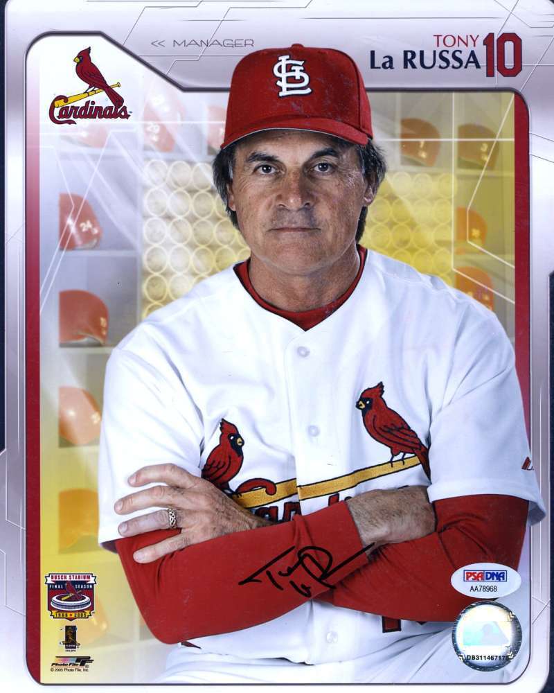 Tony Larussa Psa/dna Signed Cardinals 8x10 Photo Poster painting Authentic Autograph