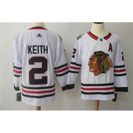 Men's  Chicago Blackhawks #2 Duncan Keith White Stitched NHL Jersey