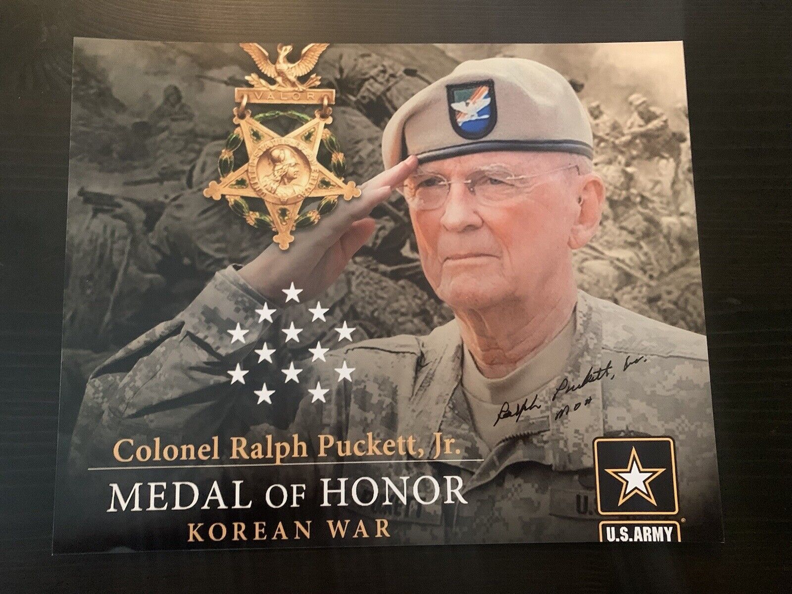 RALPH PUCKETT signed 8x10 Photo Poster painting KOREAN WAR MEDAL OF HONOR Army Ranger