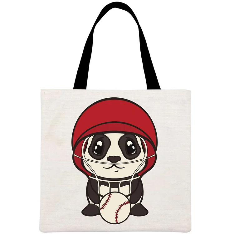 Panda baseball Printed Linen Bag-Annaletters