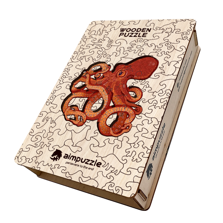Red Octopus Wooden Jigsaw Puzzle