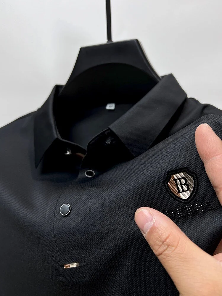 High quality ice silk breathable short-sleeved t-shirt men's lapel summer new brand embroidery Paul POLO shirt casual men's top