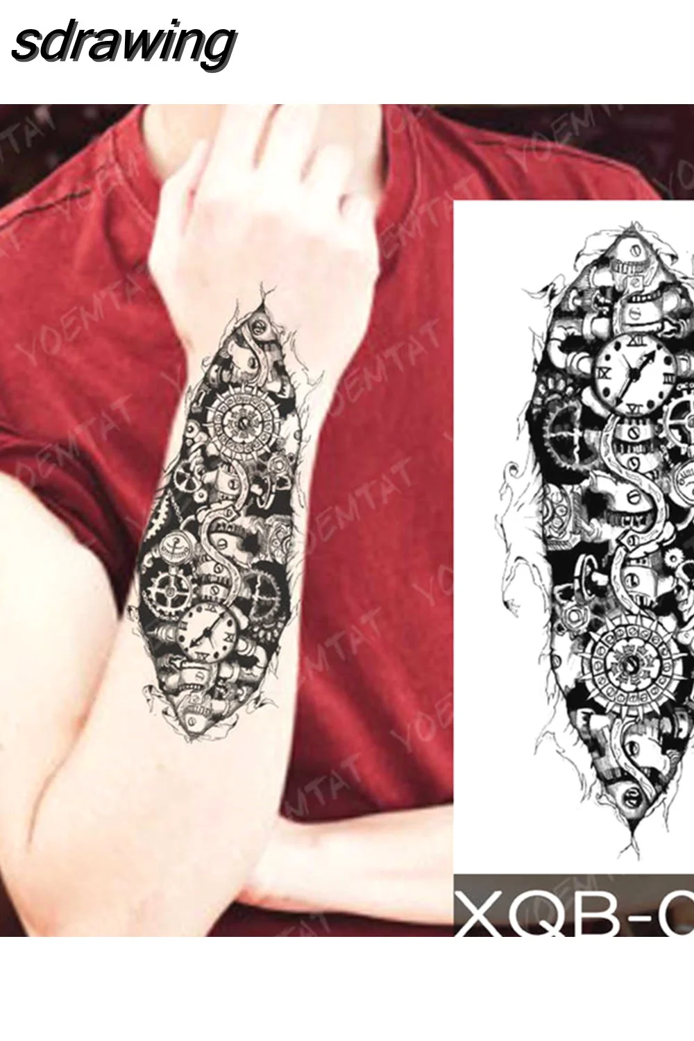 sdrawing Temporary Tattoo Sticker Geometric Tiger Wolf Death Flash Tattoos Leopard Totem Body Art Arm Fake Tatoo Women Men