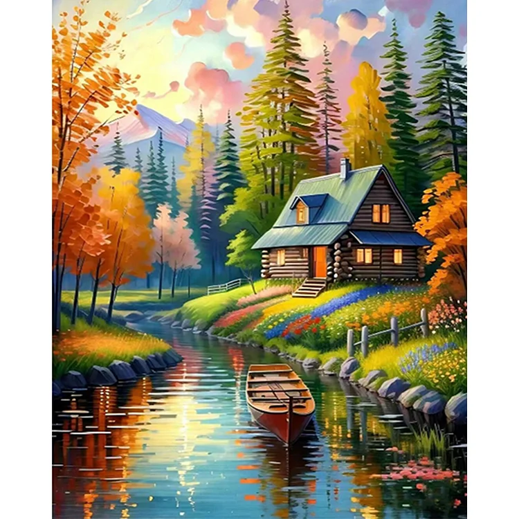 Woodland Cabin - Painting By Numbers - 40*50CM gbfke