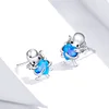 925 Sterling Silver Octopus Heart Zircon Stud Earrings 