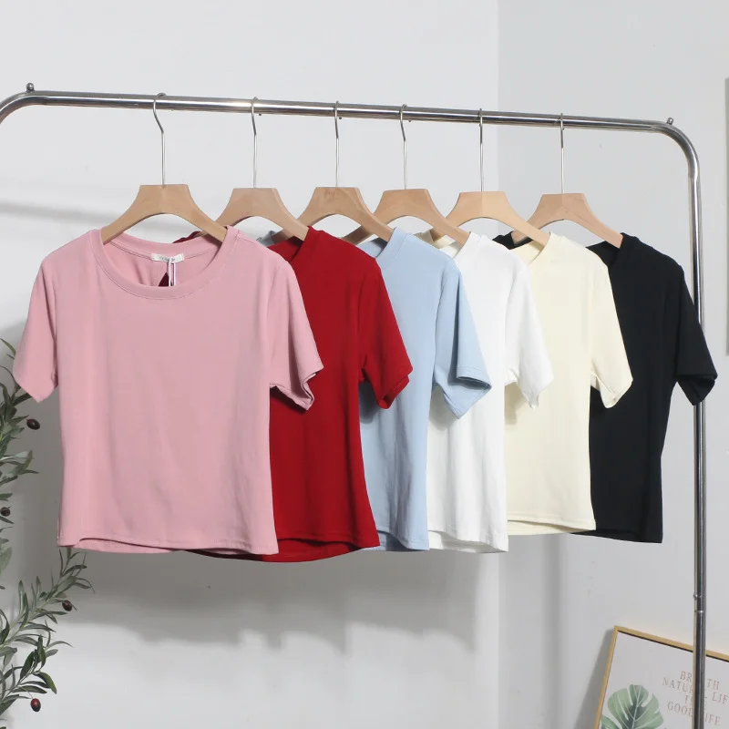 Uveng Design-Sense Short-Sleeved Back Hollow T-Shirt For Women's Summer New Body-Repair Short Small Shirt 87695