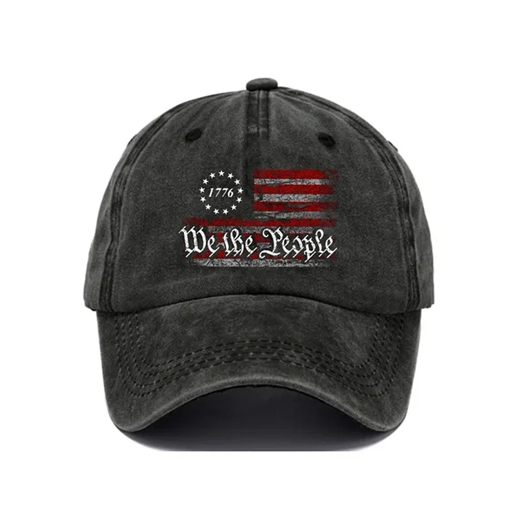 Vinage We The People 1776 Flag Print Baseball Cap