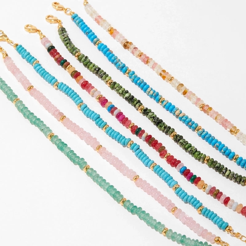 Turquoise Copper Beaded Crystal Artificial Crystal Natural Stone Turquoise Bracelets