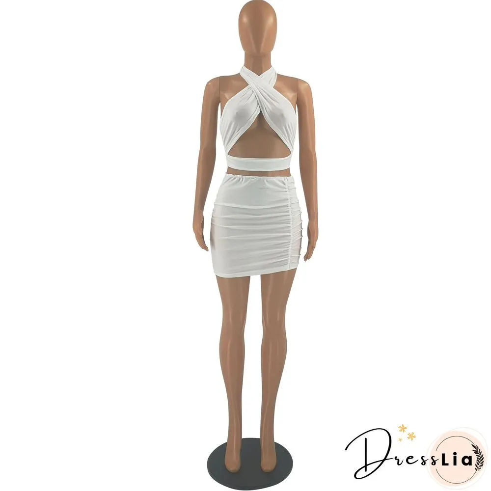 Crop Top Mini Skirt Two Piece Set