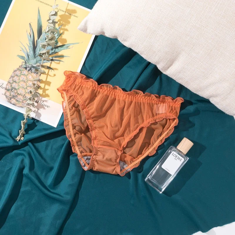 Women Sexy Panties Lace Underpants Low-Rise Panties Hollow Mesh Transparent Perspective Briefs Female Fashion Underwear Lingerie