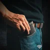Portefeuille fin &agrave; deux volets pour hommes avec blocage RFID