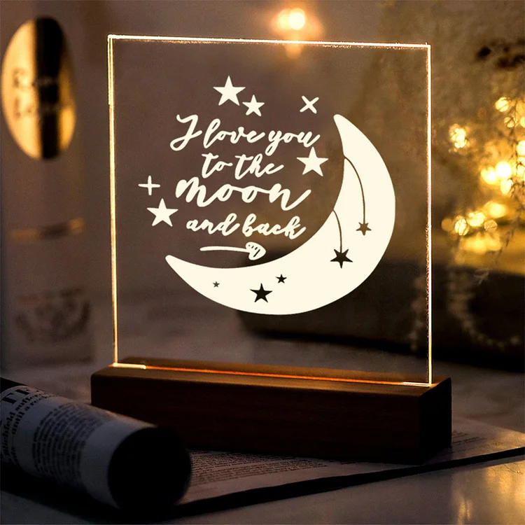 Custom Name/Text 3D Acrylic Moon Pattern LED Night Lights