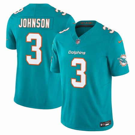 Men's Miami Dolphins #3 Chris Johnson Aqua 2026 NFL Draft Vapor F.U.S.E. Limited Jersey