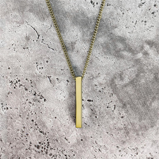 Men's Stainless Steel Rectangular Geometric Pendant Necklace