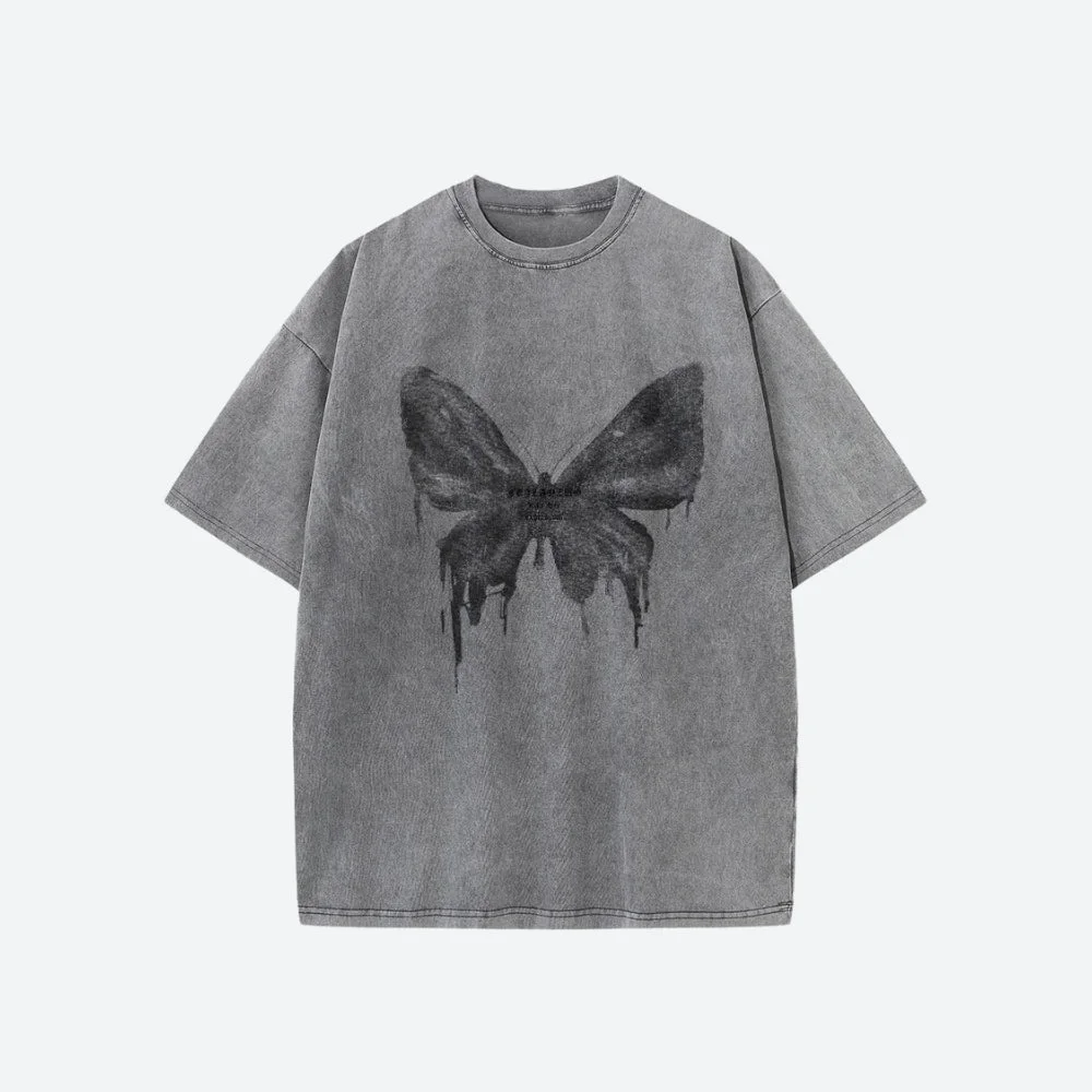 Brownm Distressed Butterfly Tee