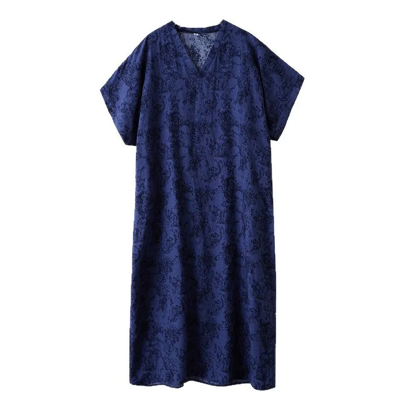 Casual Cotton-Linen Jacquard Beach Dress