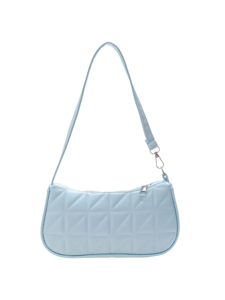 Retro Women Embossed Geometric PU Underarm Shoulder Bag Handbags (Blue)