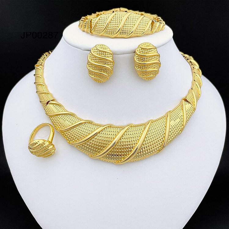 Jewelry Sets Gold Plated Necklace And Earrings For Women Large Bracelet