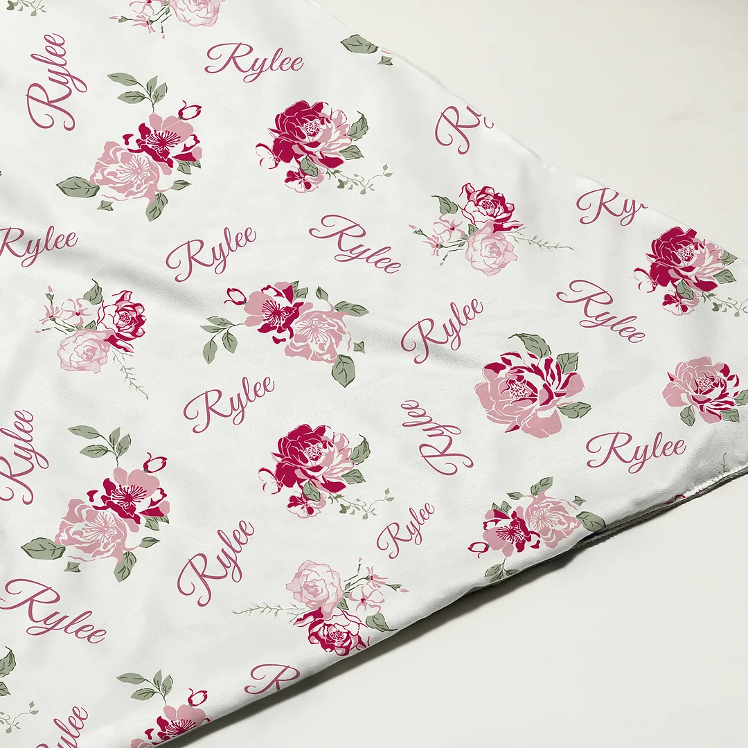 Personalized Rose Garden Baby Girl Name Blanket 