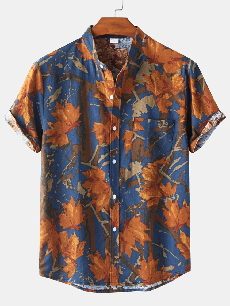 Comstylish Summer Floral Pattern Men's Vintage Shirt
