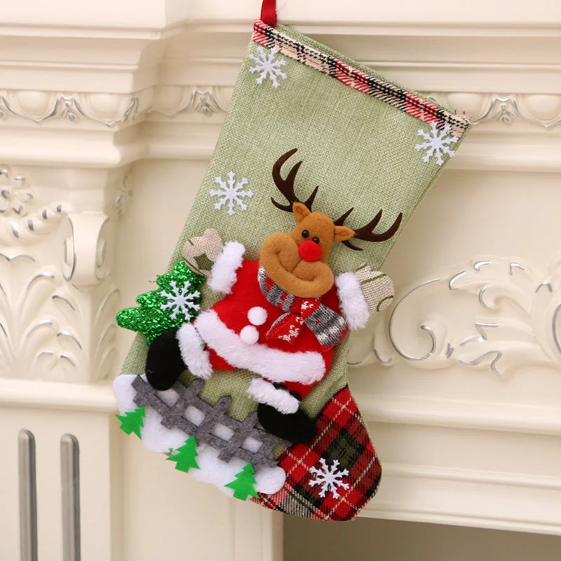 Christmas Stocking Gift Bag Christmas Decoration Santa Snowman Large Gift Candy Bag Christmas Stocking Decoration